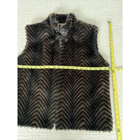 Painted Pony Faux Fur Vest Women's Large Vintage Brown And Black - Picture 6 of 10